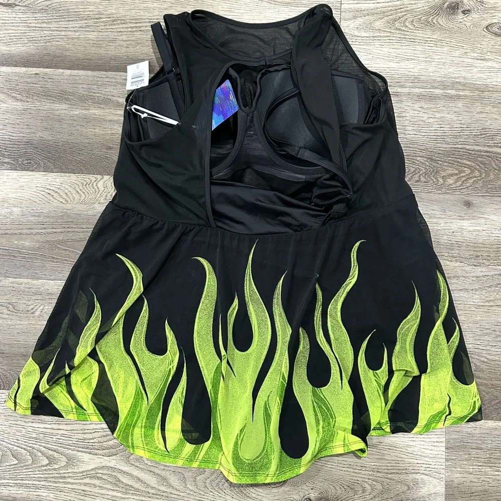 Torrid Women’s Plus Size 4X Black Flame Maleficent Disney Villian Swim  Dress - Picture 4 of 7